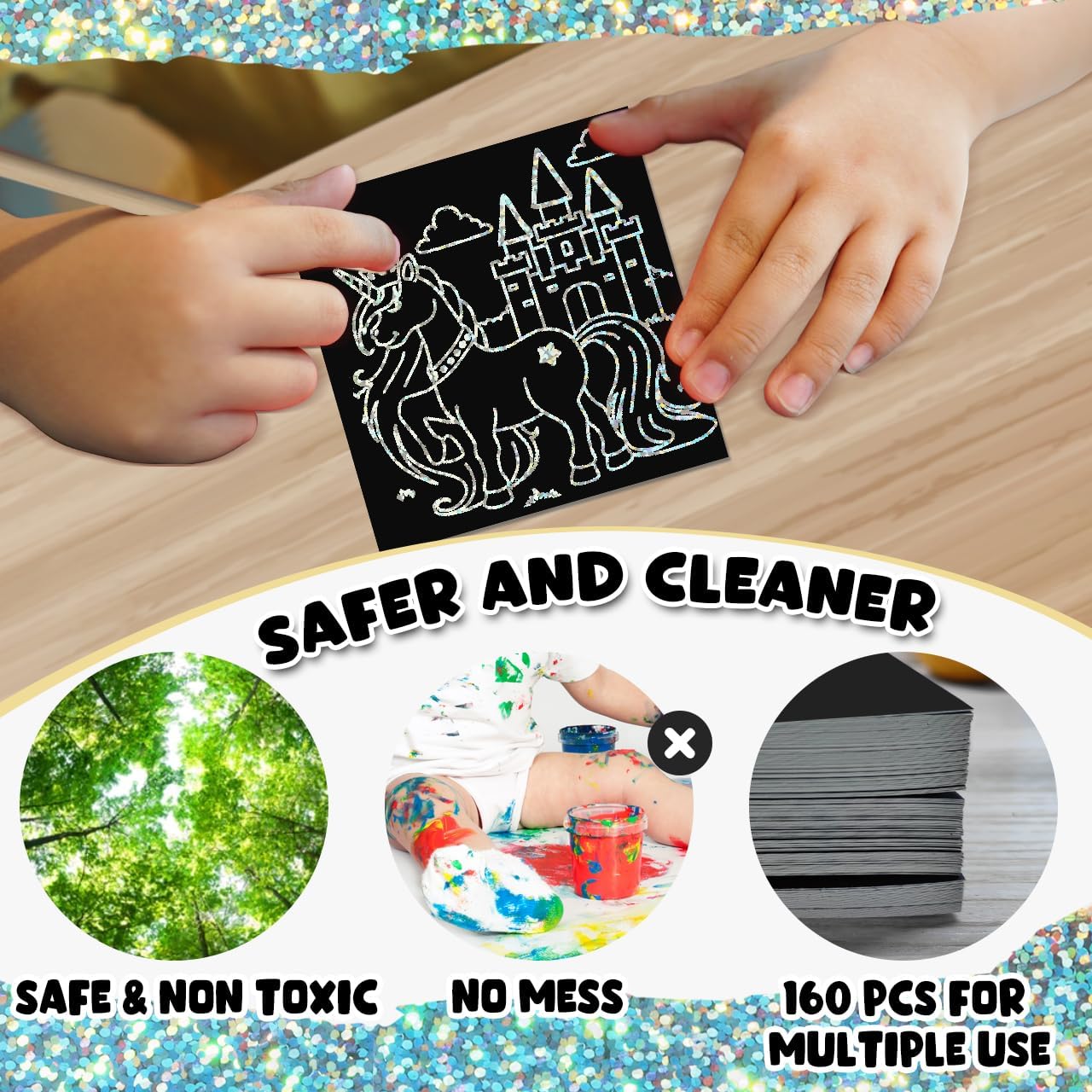 ZMLM 165 Rainbow Scratch Paper Art Crafts Mini Notes Kids Gifts 4 5 6 7 8 9 10 Years Old Girls Boys Students Teens Classroom Prizes School Supplies Birthday Party Travel Toy Activity (Silver)