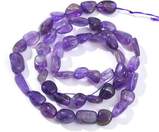 Purple Amethyst Pebble Nugget Oval Free Tumbled Stone 6-8mm Natural Gemstone Loose Beads Approx 15.5 inch for DIY Jewelry Making