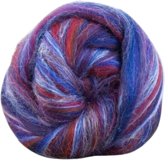Revolution Fibers – Constellation Range Roving (8 Ounces) | Multicolored Tonal Blend of 70% Dyed Merino and 30% Tussah Silk Combed Top | Soft Fiber for Felting, Spinning, Knitting (Gemini Purple)