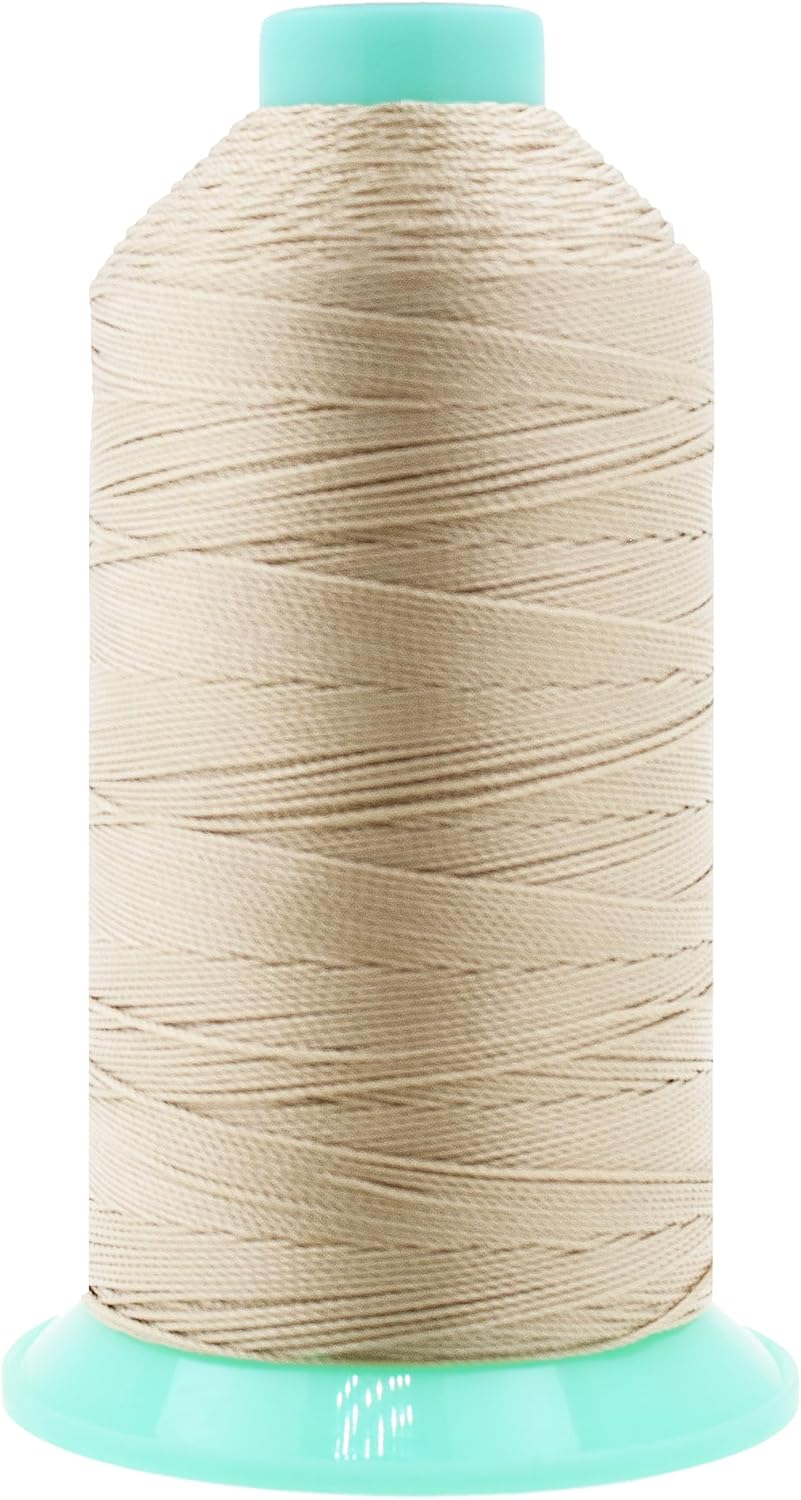 Mandala Crafts Bonded Nylon Thread Cream Heavy Duty Sewing Threads - 800 YDs Size 277 840D T270 Tex 270 Thread for Leather Jeans Weaving Outdoor Marine Upholstery Threads