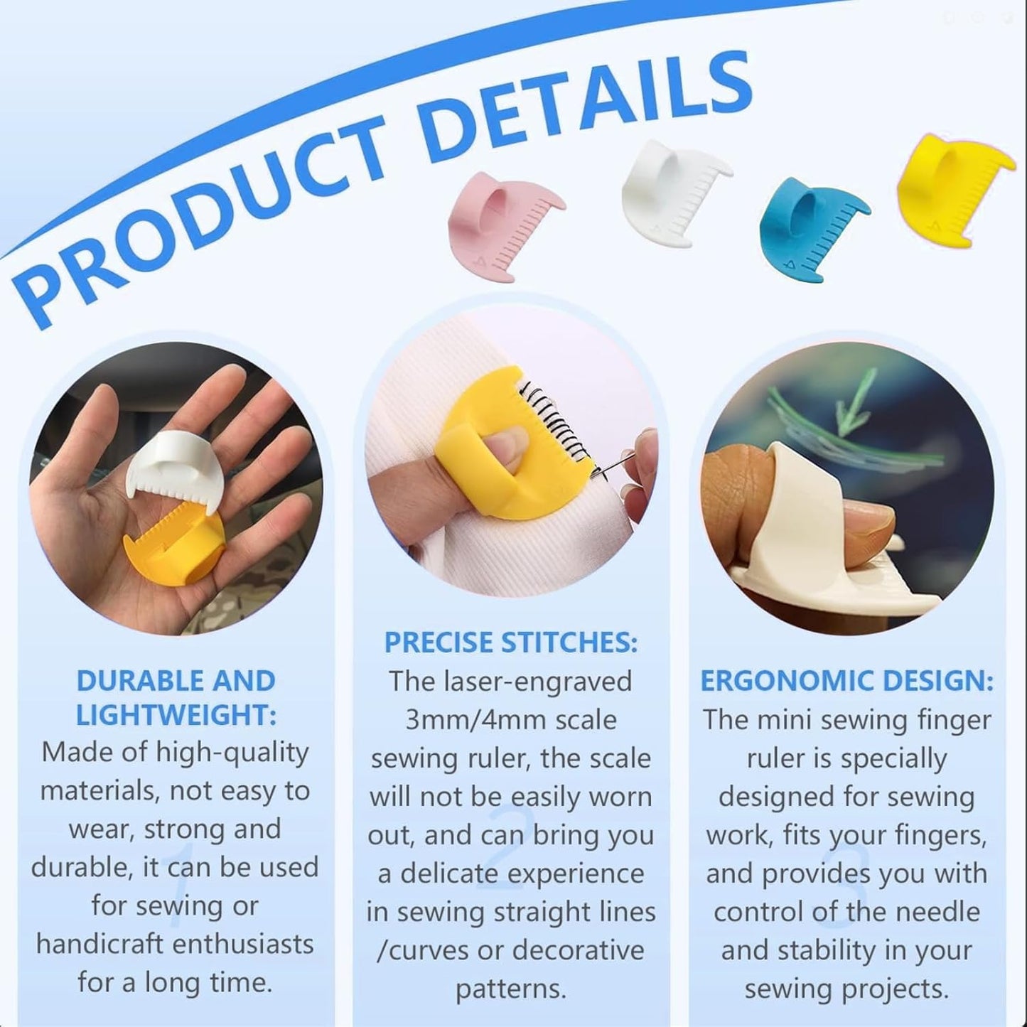 5mm Seam Guide for Hand Sewing Edge Lockranding Tool 5 PCS Set for Leather/Fabric/Craft Sew, Yellow