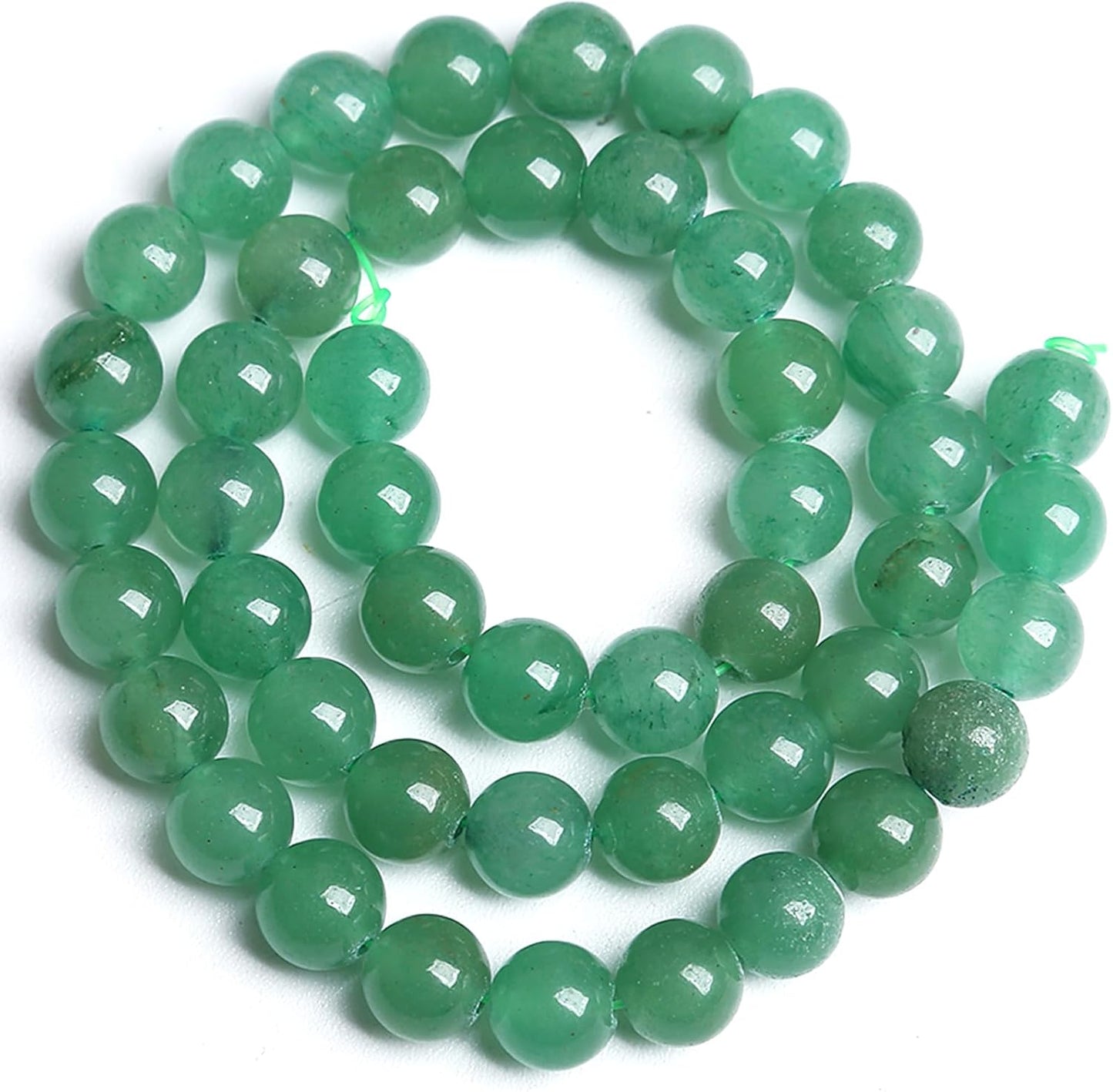 72PCS 10MM Natural Green Aventurine Beads Natural Gemstone Crystal Energy Stone Beads for Jewelry Making DIY Bracelet Necklace 2 Strand 32"