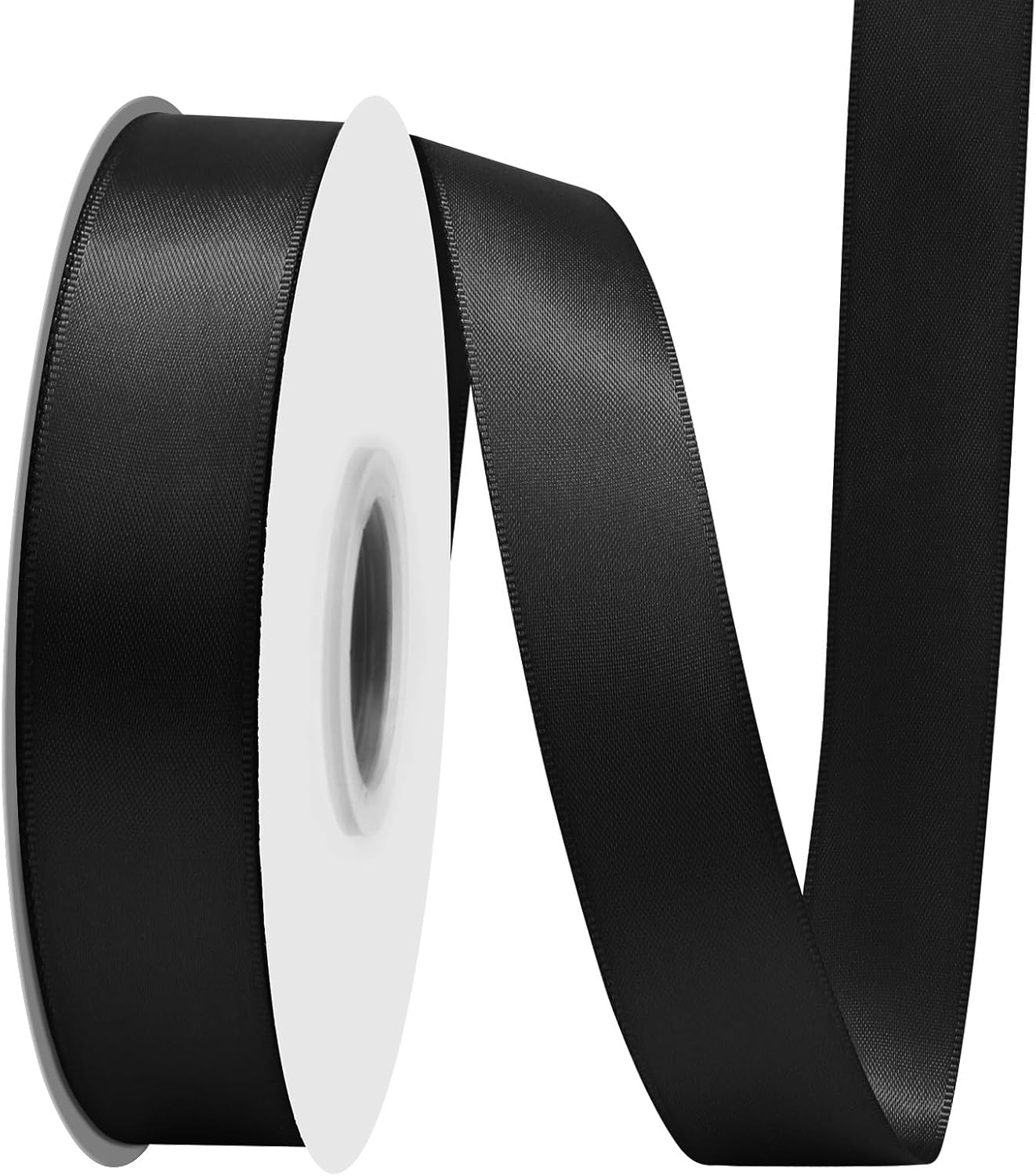 Black Satin Ribbon 7/8" X 50 Yards Solid Color Double Faced Ribbons Perfect for Crafts Wedding Decor Bow Making Arts Sewing and More