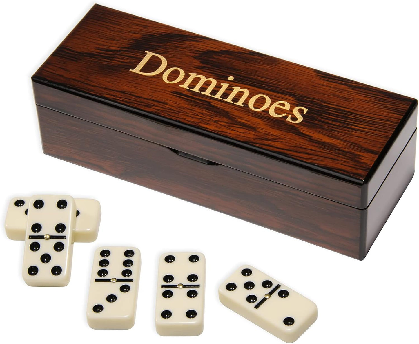 Double 6 Dominoes Gift Set 28 Tiles with Spinner in Wooden Box
