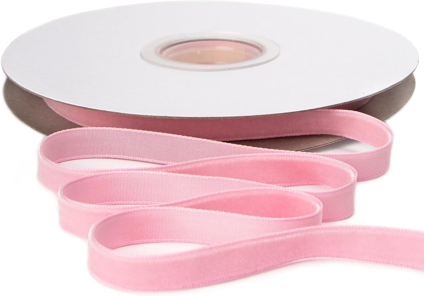 Ribbli Polyester Pearl Pink Velvet Ribbon,3/8 Inches Continuous10-Yard Spool,Christmas Ribbon for Gift Wrapping,Floral Bouquets, Home Decor
