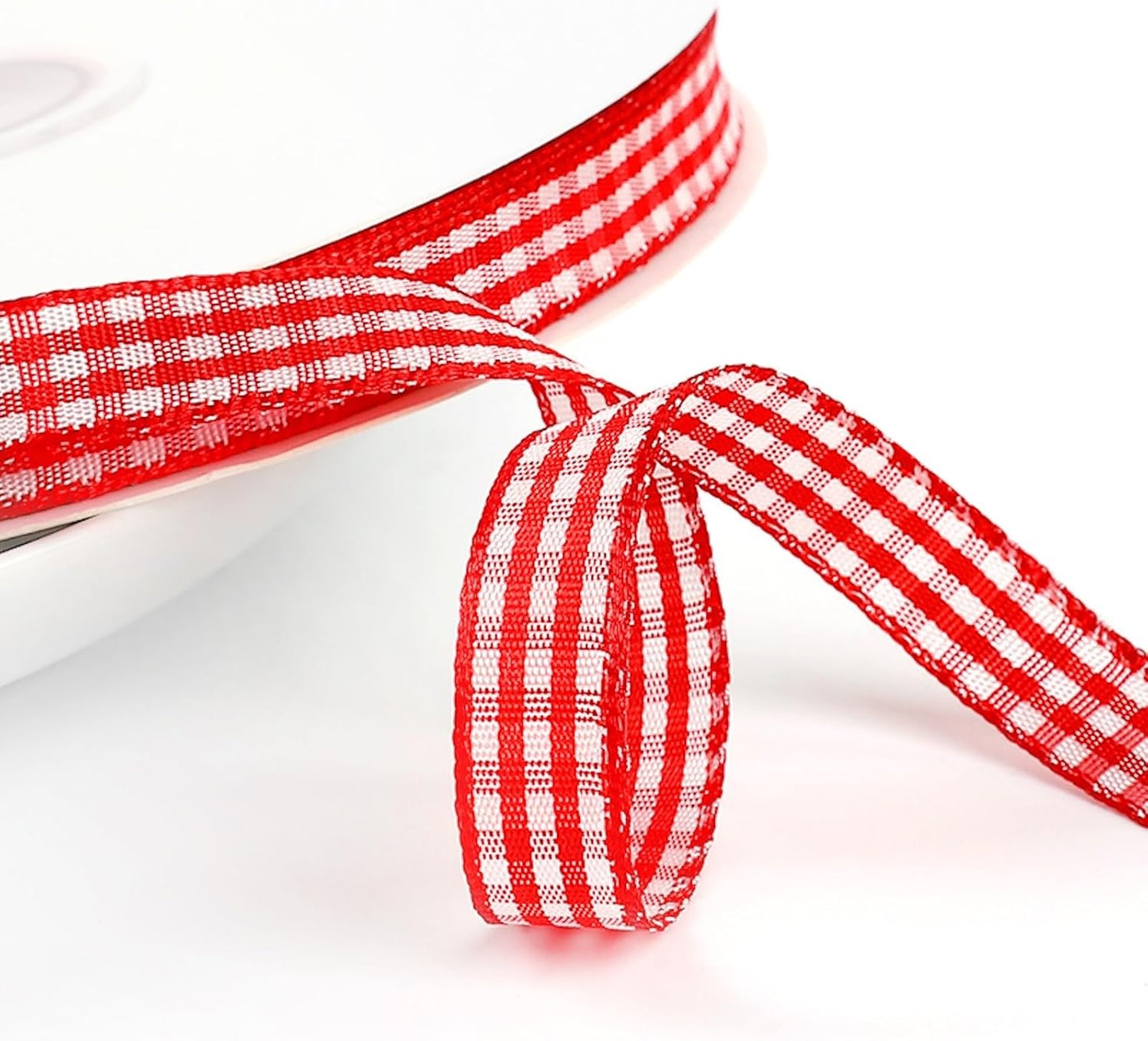 Classic Gingham Checkered Ribbon, Assorted Colors Premium Polyster Plaid Checkered Craft Ribbon for Gift Wrapping, DIY Projects, Hair Bows,Scrapbooking & Party Decor (Red, 5/8x50Yd)