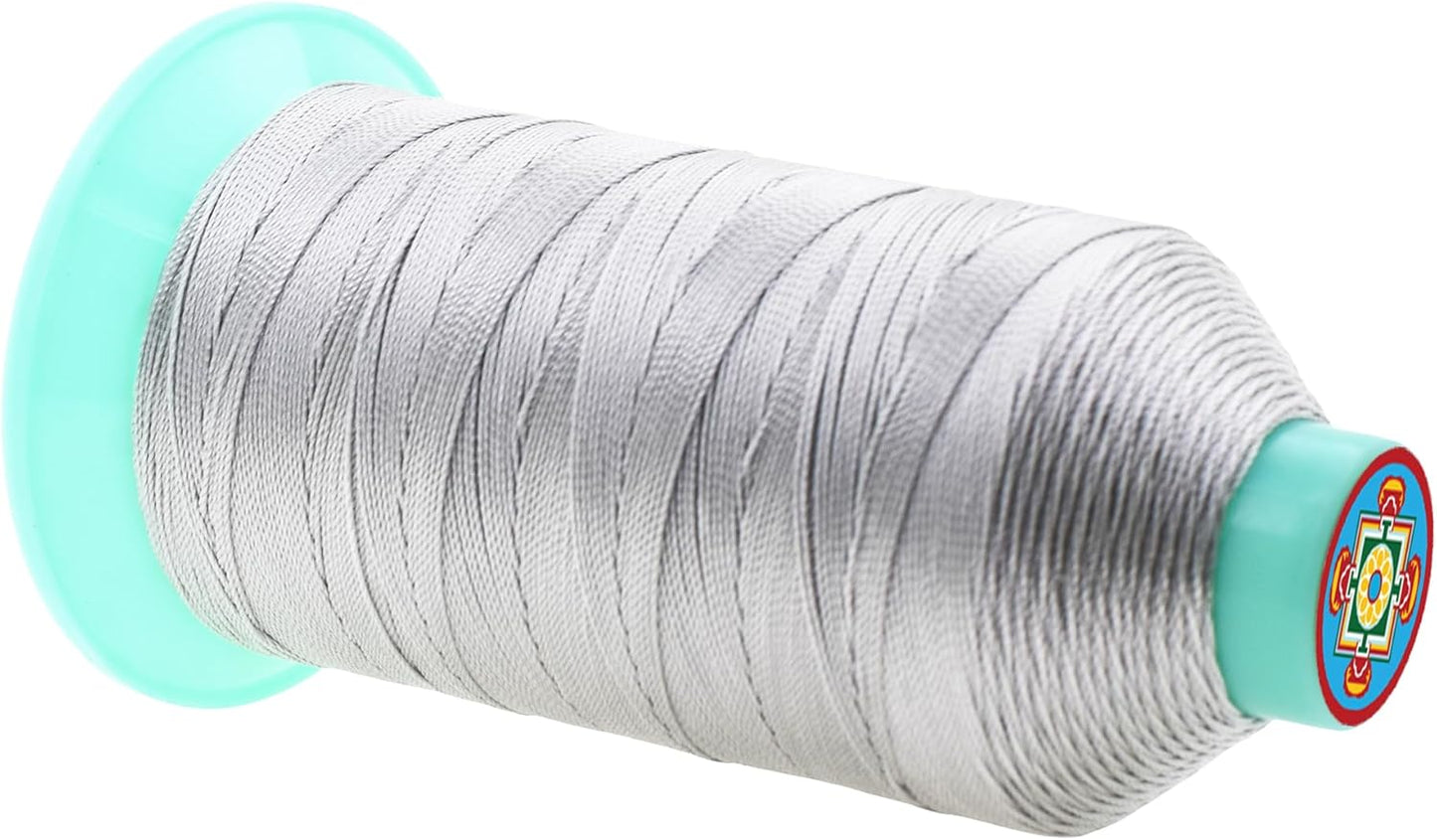 Mandala Crafts Bonded Nylon Thread Silver Heavy Duty Sewing Threads - 800 YDs Size 207 630D T210 Tex 210 Thread for Leather Jeans Weaving Outdoor Marine Upholstery Threads