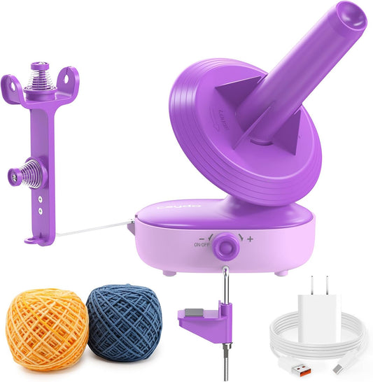 Caydo Electric Yarn Winder Pro, 10oz Large Automatic Ball Winder for Crocheting, Dual-Spring Strong Tension Stepless Speed Yarn Cake Roller Spinner, Ideal Present for Crochet Lovers(Purple)