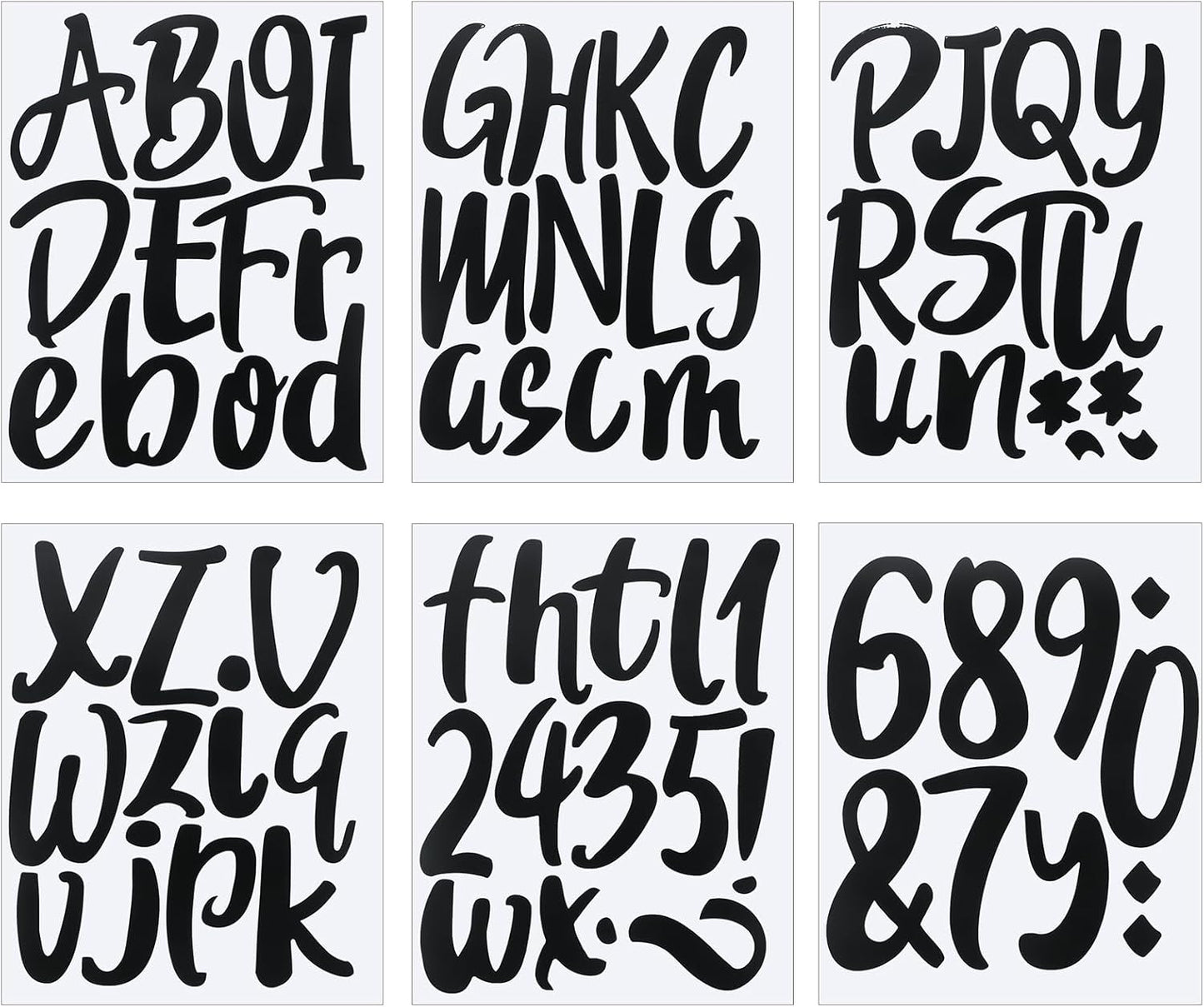 Outus 576 Pieces 8 Sheets Letters Stickers Self Adhesive Vinyl Letter Alphabet Number Stickers Mailbox Numbers Sticker, Decals for Classroom Decor, Sign, Door(Black,6 Inch)