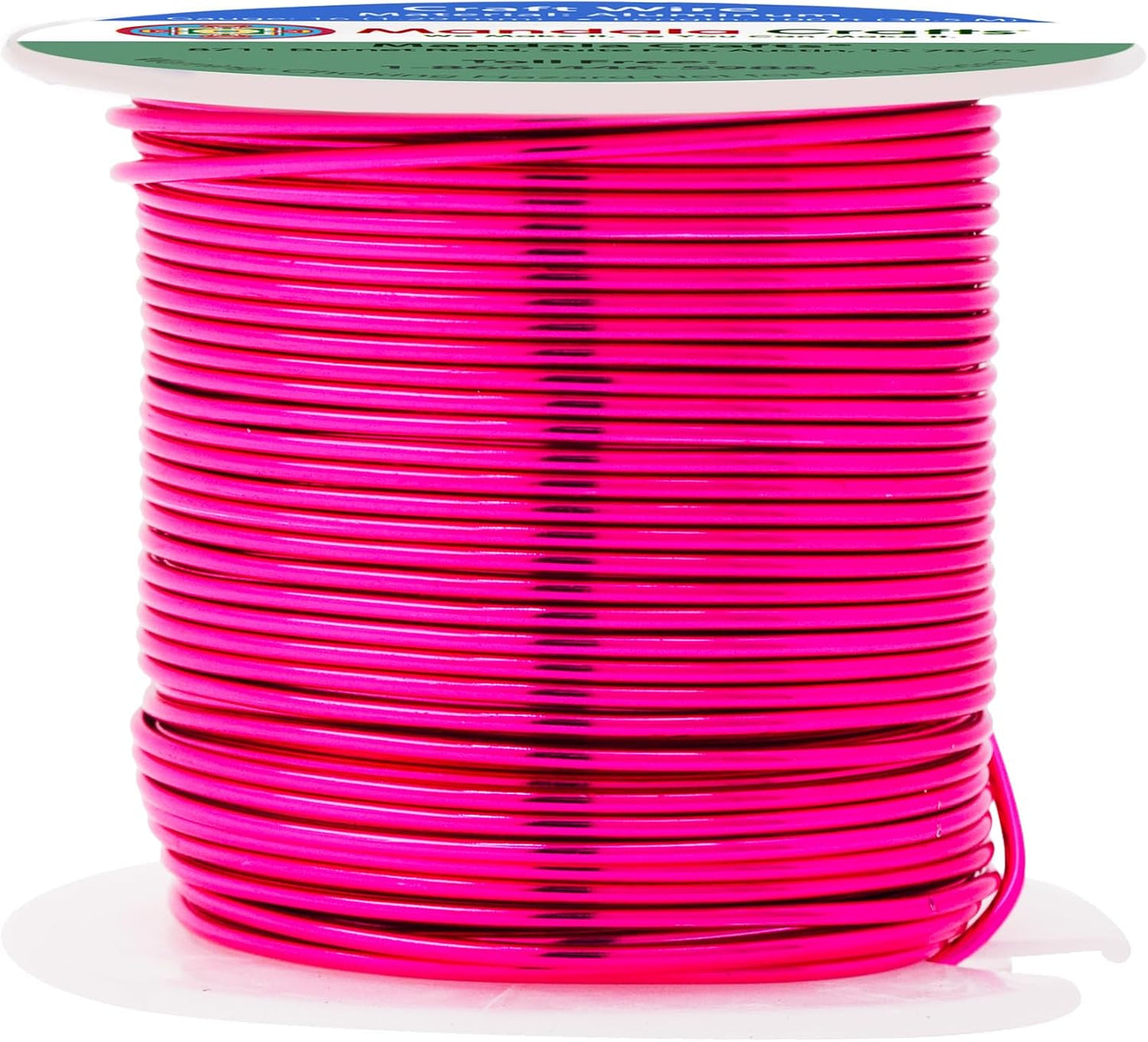 Mandala Crafts 16 Gauge Anodized Aluminum Craft Wire for Jewelry Making - 100 FT Colored Flexible Hot Pink Wire - Bendable for Bonsai Armature Crafting Sculpting