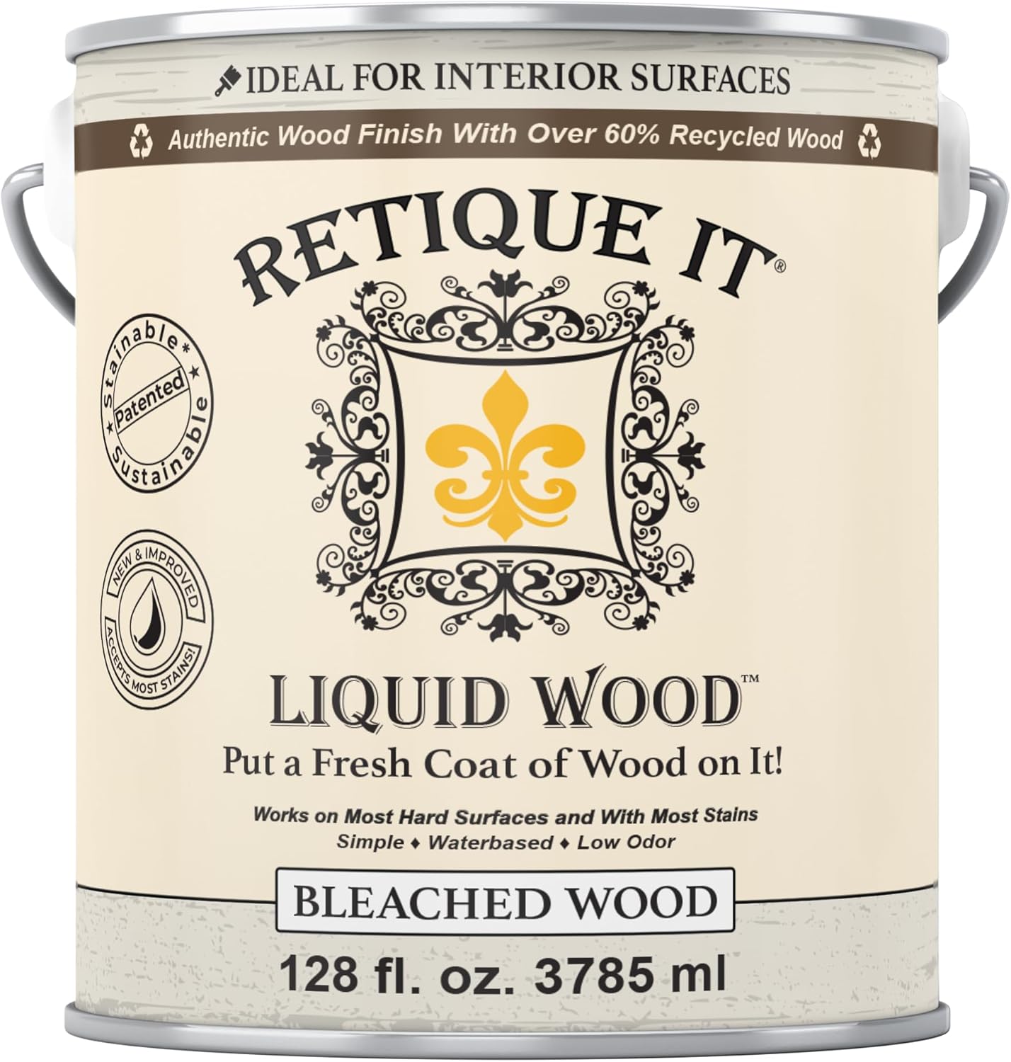 Retique It New and Improved Formula Liquid Wood Coatings - Stainable Primer - Paint It Then Stain it (Bleached Wood, X-Large)