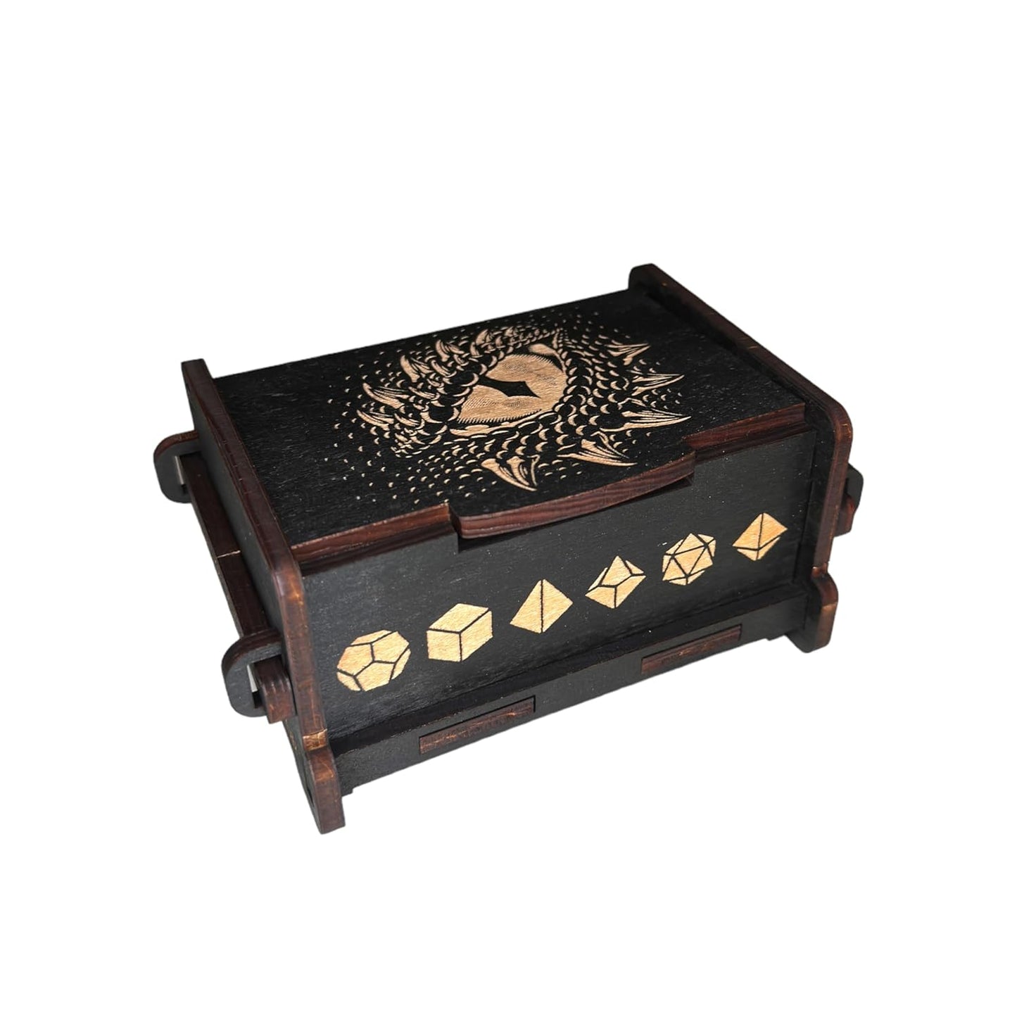 Dice Box - BLACK - 6x4x3 Also holds jewelry and great for desks and desk top items (Dragons Eye)