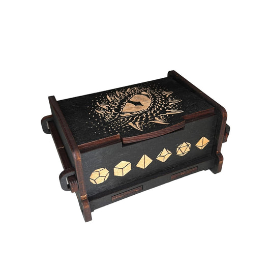 Dice Box - BLACK - 6x4x3 Also holds jewelry and great for desks and desk top items (Dragons Eye)