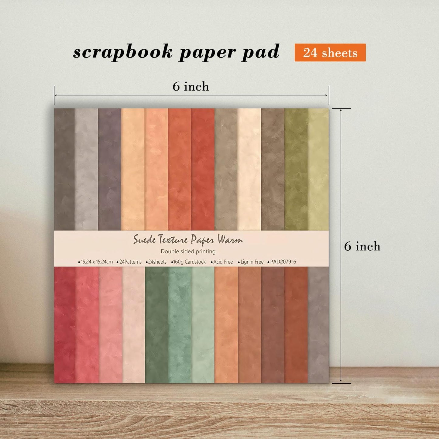 6x6 Inch Colorful Scrapbook Paper Pad- 24 Sheets Double Sided for Journaling DIY Cards Decor Gifts Crafts Wrapping Decorative Collage Folded Materials Photo Album