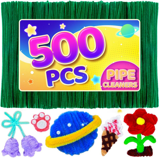 Eppingwin 500pcs Pipe Cleaners, Christmas Green Pipe Cleaners Craft Supplies,Chenille Stems for DIY Arts Crafts Project(Christmas Green)