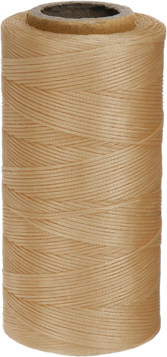 uxcell 150D 0.8mm Flat Waxed Thread 284 Yards Polyester Leather Sewing Waxed String Hand Stitching Waxed Cord for Leather Stitching Sewing Bookbinding DIY Craft Ginger Yellow