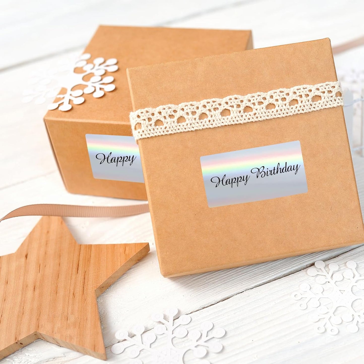 1.25" x 2.25" Holographic Thermal Label Stickers,Printable Rainbow Glitter Thermal Printer Sticker Labels for Gift Wrapping, Self-Adhesive Name Price Tag DIY Custom Logo Design (500 pcs)