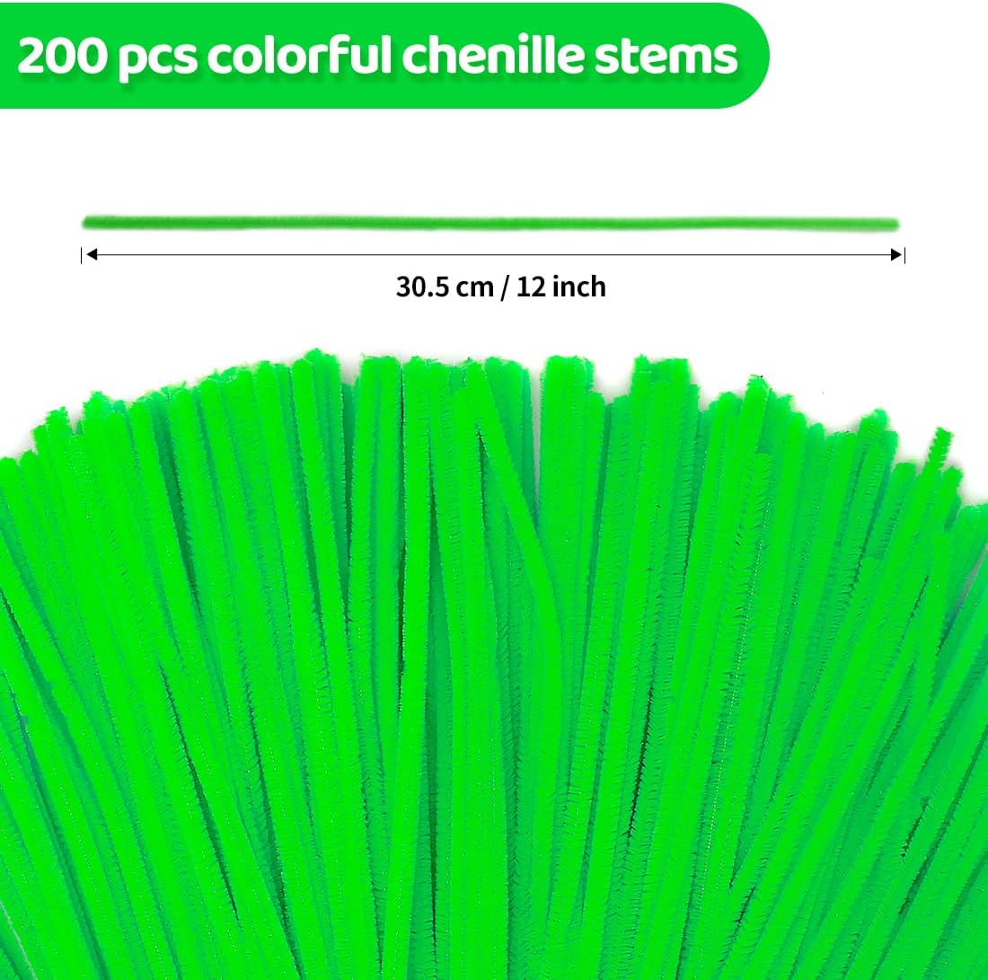 Eppingwin 200pcs Pipe Cleaners, Fruit Green Pipe Cleaners Craft Supplies,Chenille Stems for DIY Arts Crafts Project(Fruit Green)