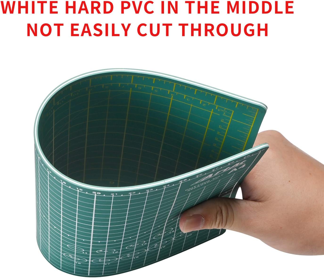 ArtAt Self Healing Cutting Mat: 9"x12" Non-Slip PVC Double Sided 5-Ply A4 Art Craft Rotating Mat, Rotary Cutting Mat for Quilting, Sewing Crafts Hobby Fabric Precision Scrapbooking Project Green