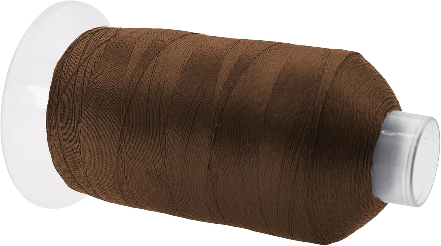 Mandala Crafts Dark Brown Heavy Duty Thread -1500 Yds Tex 90 Thread for Sewing Drapery Jeans Leather Hair - Bonded Polyester Outdoor Marine Upholstery