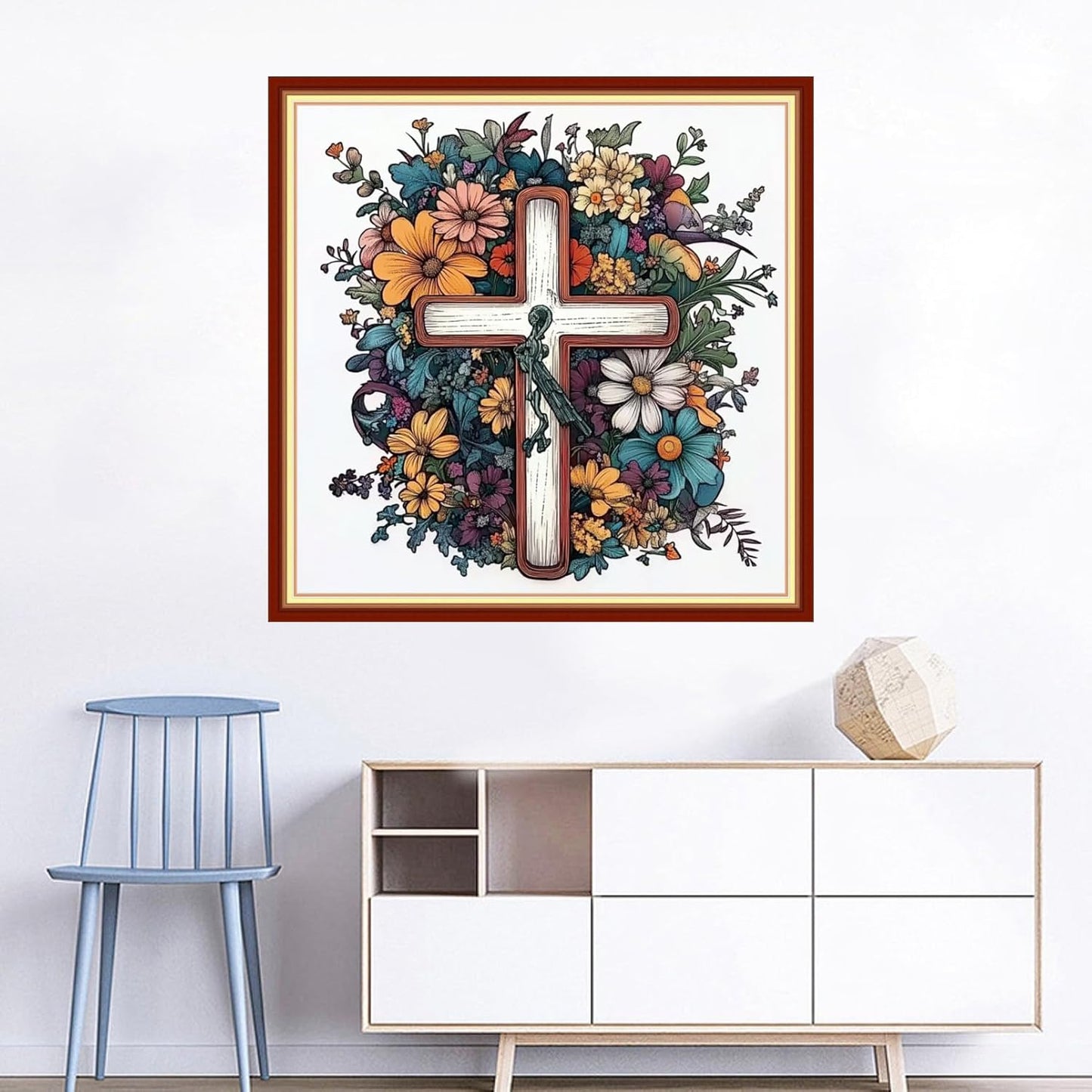 Joyhoor Cross Stitch Kits for Beginners Stamped Cross-Stitch Supplies Needlework preprint Embroidery Kits for Adults DIY Needlepoint Kits Embroidery Patterns 11CT-Cross Flowers 18x18 inchs