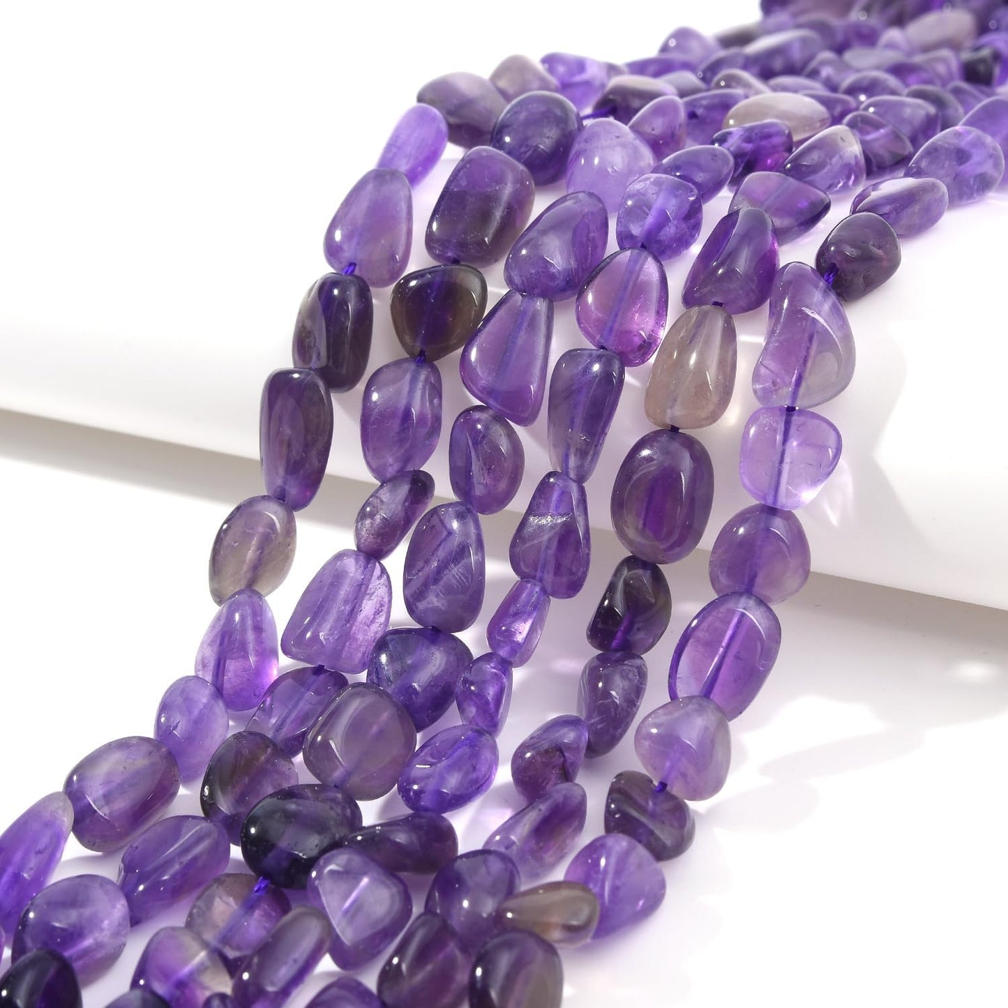 Purple Amethyst Pebble Nugget Oval Free Tumbled Stone 6-8mm Natural Gemstone Loose Beads Approx 15.5 inch for DIY Jewelry Making