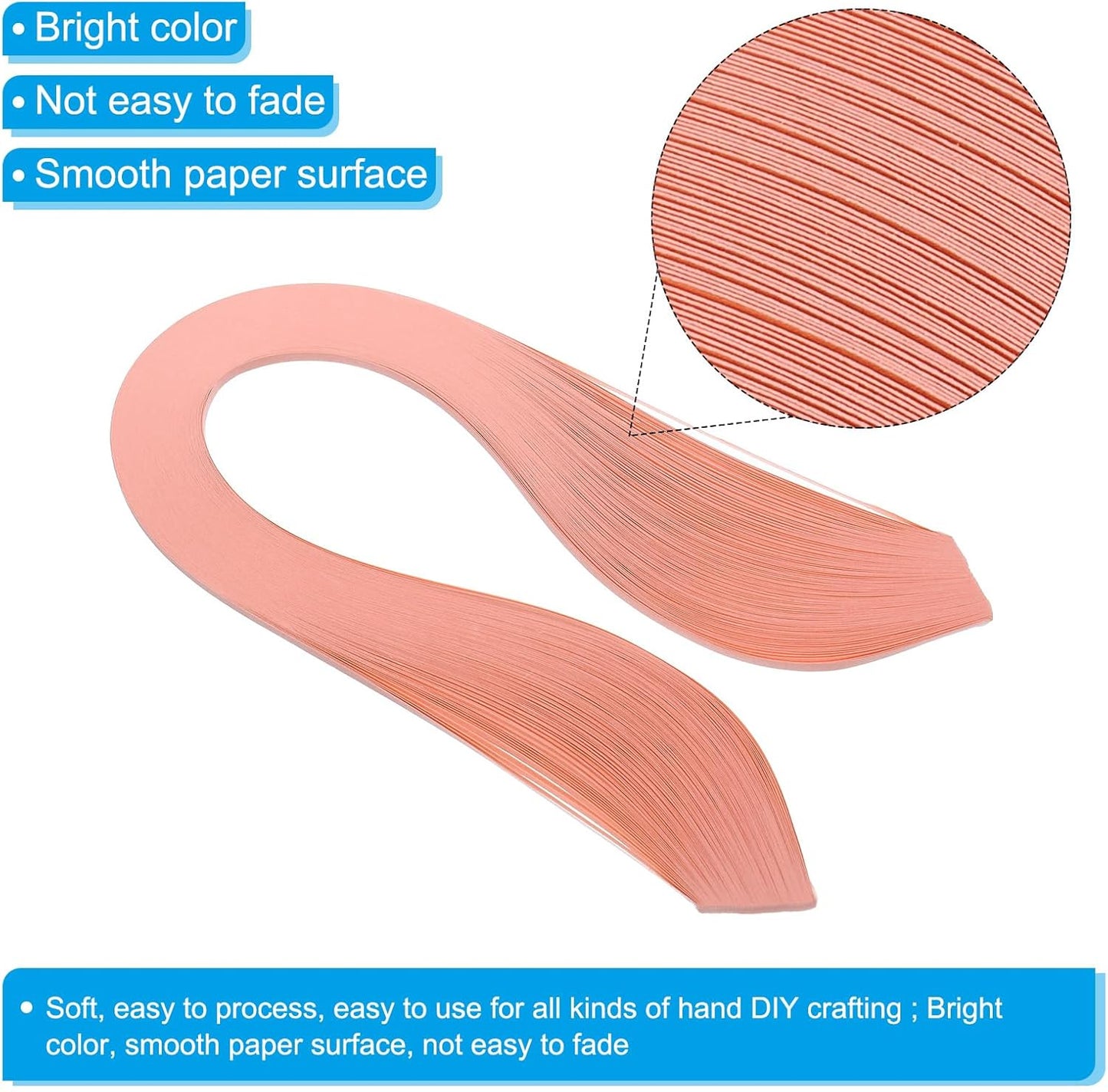 PATIKIL 600pcs Quilling Strips Paper 1/8"(3mm) 39cm Origami Paper Quilling Strip for Art DIY Hand Craft Christmas, Coral Pink
