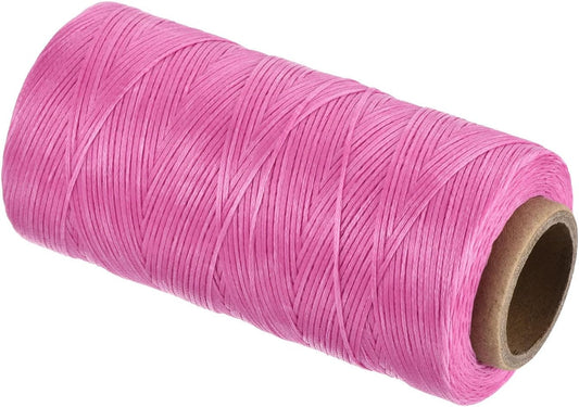 MECCANIXITY Waxed Thread,284 Yard 0.8mm 150D Flat Wax Thread Polyester Waxed String for Leather Sewing Hand Weaving Book Binding Home Decoration,Rose Red