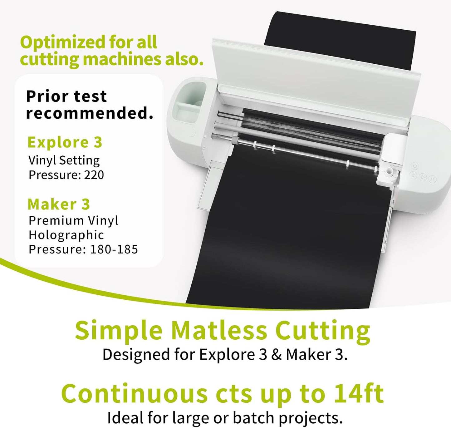 TECKWRAP Smart Permanent Vinyl, (13in x 14ft) - Adhesive Craft Vinyl - Matless Cutting & Easy to Apply for DIY Decal Projects with Maker 3 / Explore 3 Machines, Glossy Black