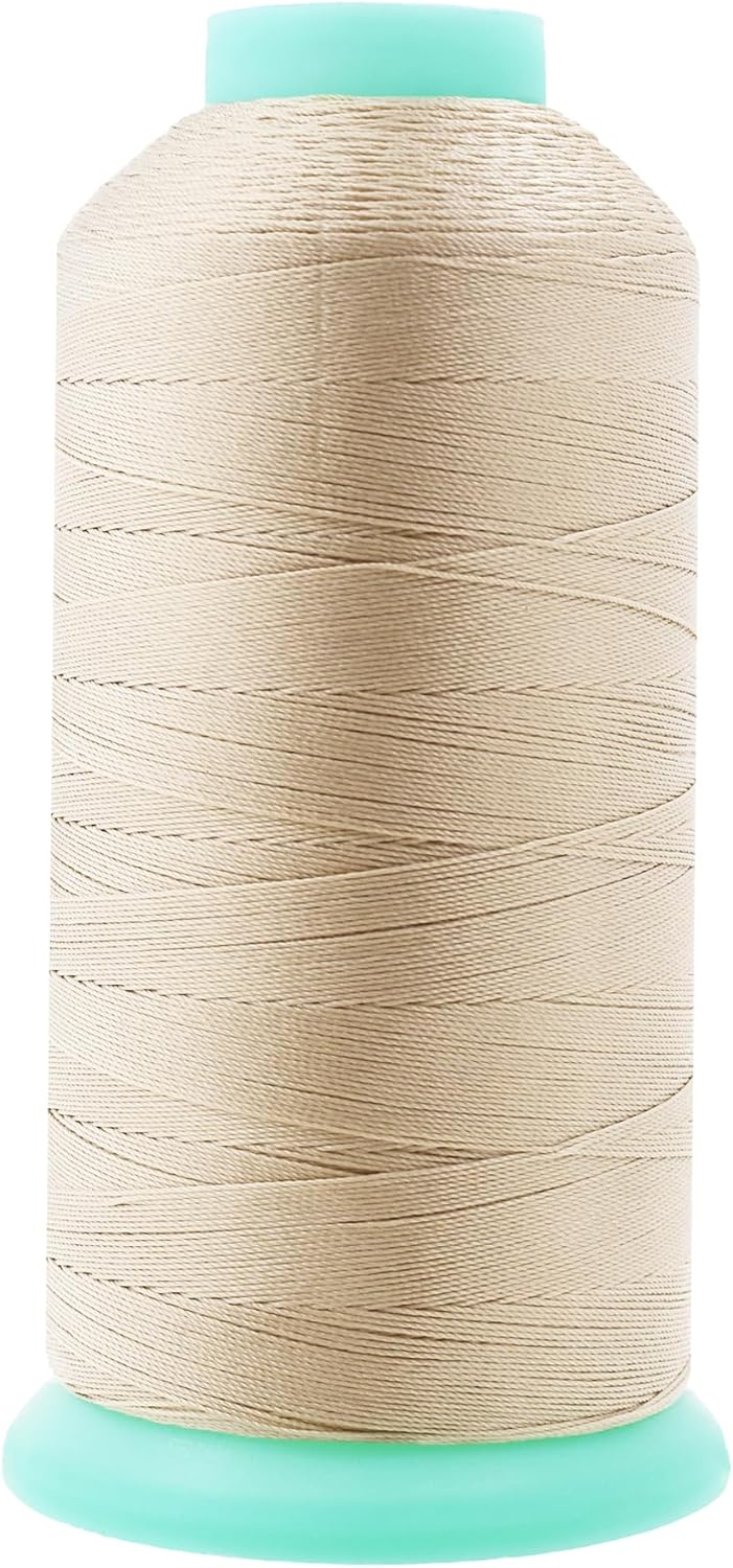 Mandala Crafts Bonded Nylon Thread Cream Heavy Duty Sewing Threads - 1100 YDs Size 92 280D T90 Tex 90 Thread for Leather Jeans Weaving Outdoor Marine Upholstery Threads