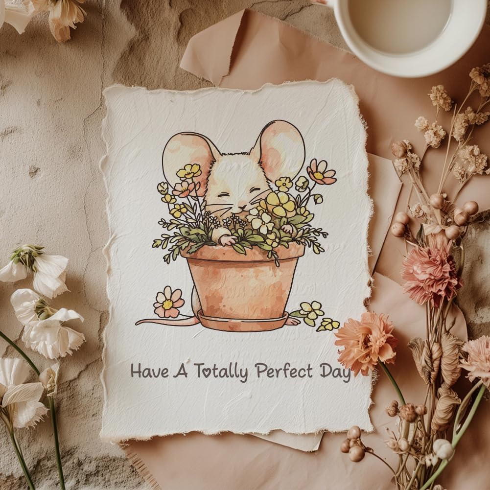 Cute Mouse Garden Planting Flowers Animal Clear Stamps for Scrapbooking DIY Crafting Paper Crafting Card Making Garden Friends Cut Dies Set Happy