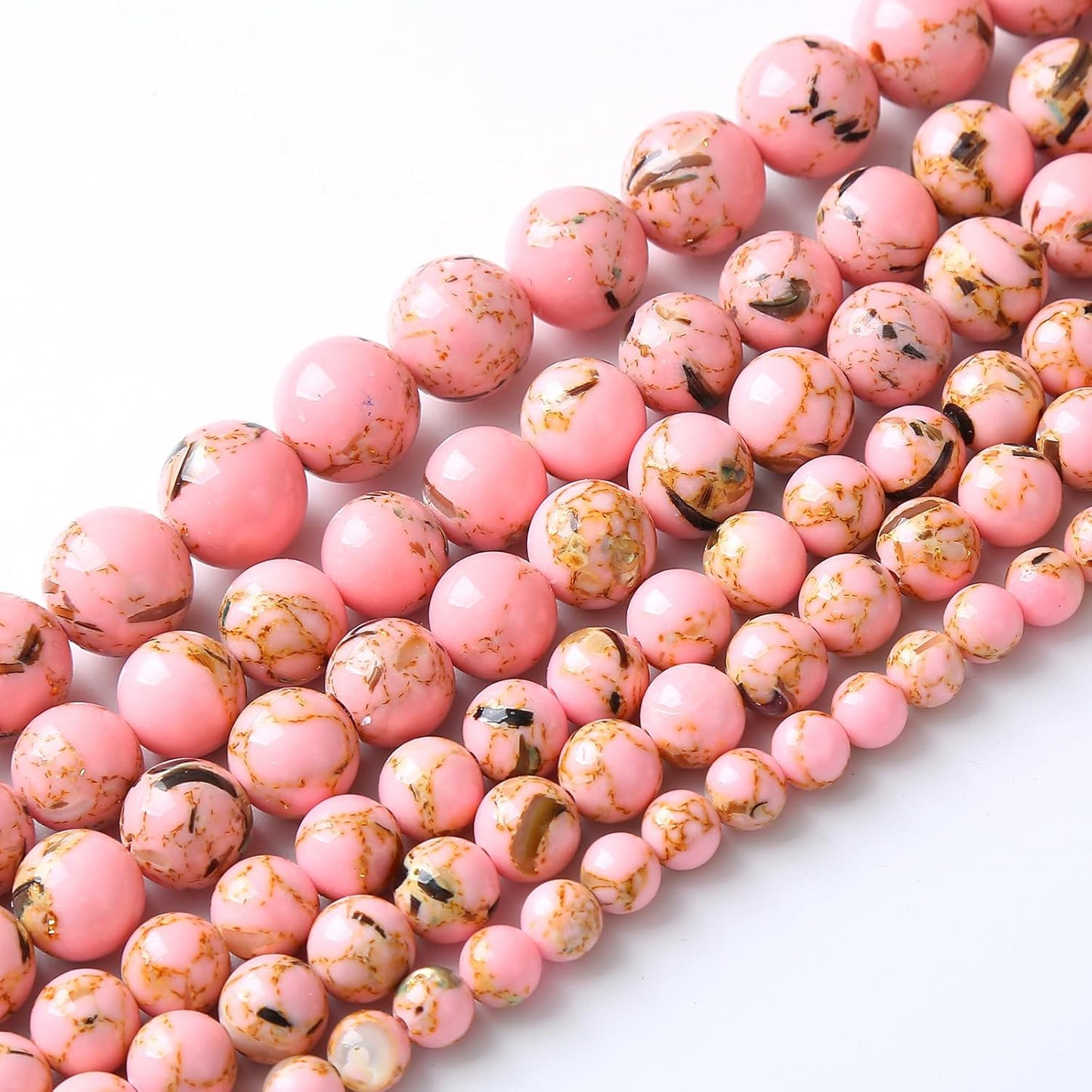 32PCS 12MM Natural Pink Shell Turquoise Beads for Jewelry Making with Mother-of-Pearl Round Loose Beads DIY Bracelet Accessories 15"(12mm, Pink Shell Turquoises)