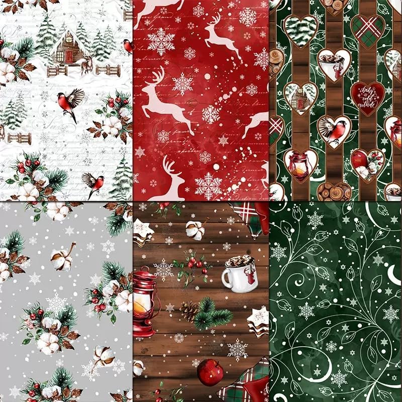 Christmas Scrapbook Paper 12×12,Merry Christmas Tree Deer Patterned Paper,24 Sheets Double-Sided Wooden Scrapbooking CardStock Papers Pad for Holiday Cardmaking DIY Origami Papers.