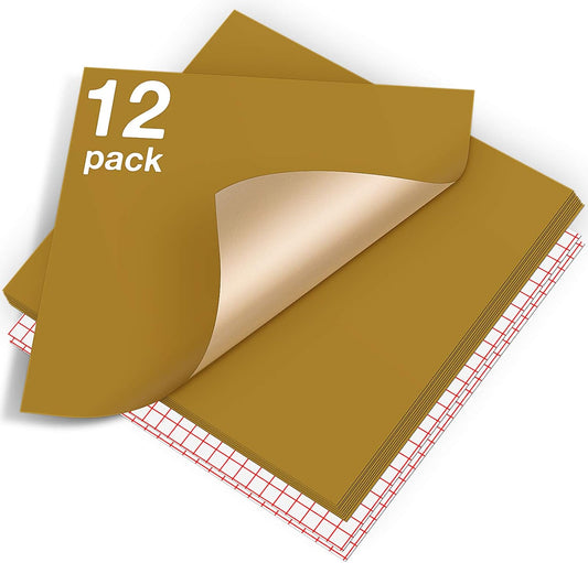 HTVRONT Gold Permanent Vinyl - 12 Pack for Cutting Machine - 10 Sheets 12" x 12"& 2 Transfer Tape Sheets for Party Decoration, Sticker, Craft Cutter, Car Decal (Glossy)