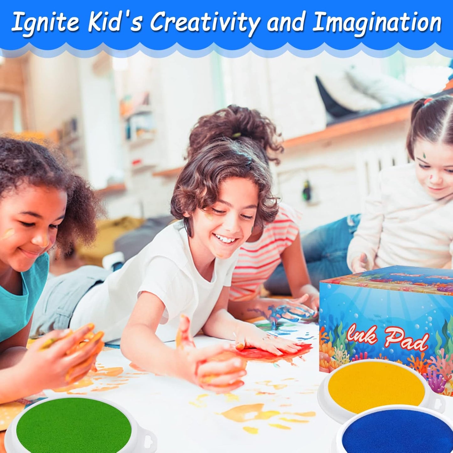 Cmysteries 8 Pack 7.1" Large Ink Pad for Rubber Stamp Partner DIY Color, Rainbow Finger Stamp Pad for Rubber Stamp Crafting Paper Wood Fabric Scrapbook