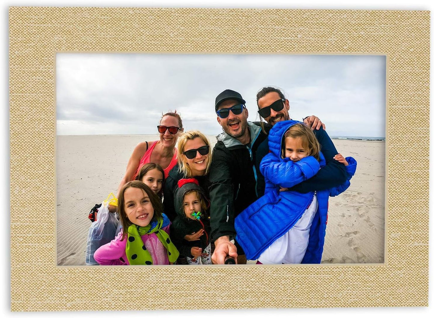 8x10 Mat Bevel Cut for 6x8 Photos - Acid Free Fresh Linen Canvas Precut Matboard With Backing Board and Crystal Clear, Self Seal Photo Mat Bag - For Pictures, Photos, Framing - 4-ply Thickness