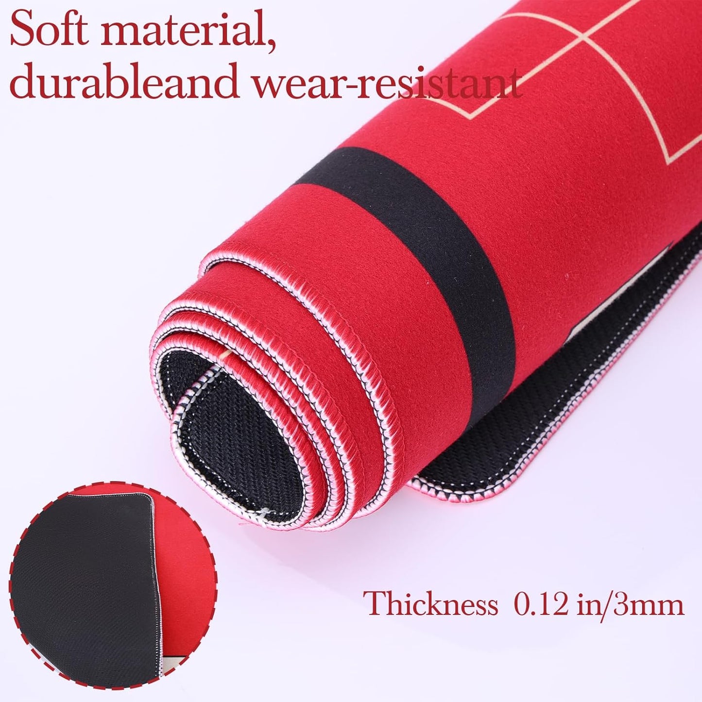 Mahjong Mat for Table 31.5''x31.5'', Mahjong Cloth Cover with Game Rules, Mahjong Tablecloth for Poker, Board Games Table Mat, Card Games, Tile Games, Dominoes (Red)