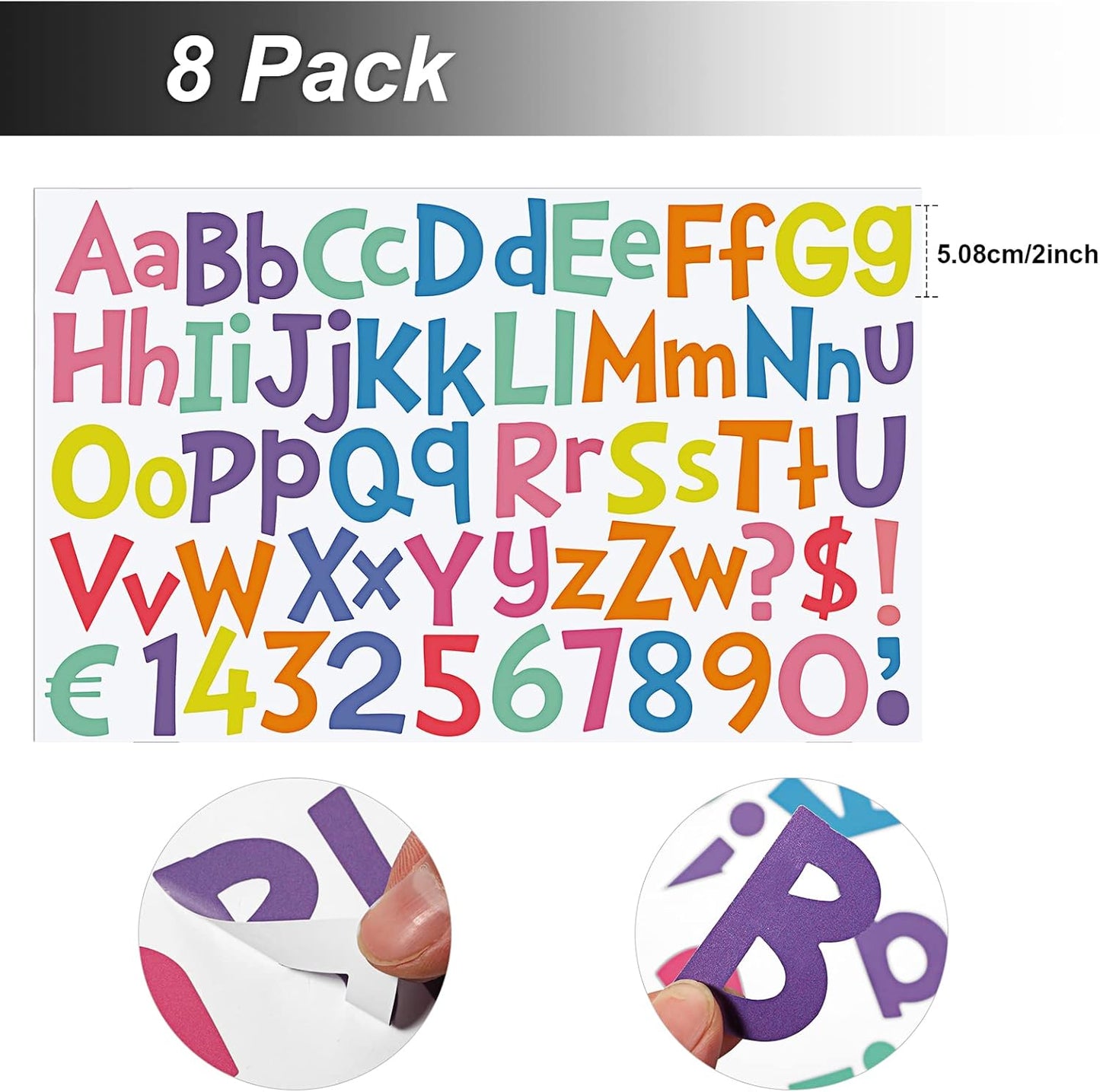 TaoBary 544 Pcs 2 Inch 16 Sheets Large Letter Stickers, Upper and Lower Case, Adhesive Vinyl Alphabet Sticker for Bulletin Board, Poster, Bottle, DIY, Notebook(Macaron Tone,2 Inch)