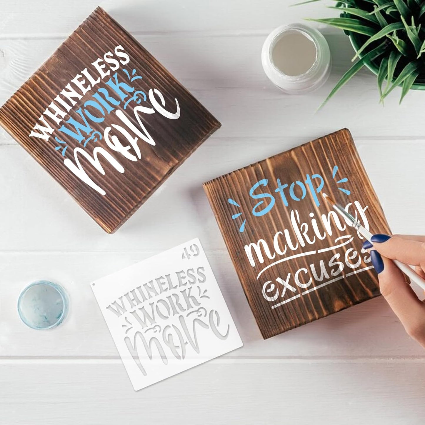 65Pcs Small Stencils for Painting on Wood Reusable, 3 Inch Reusable Stencil for Craft Ornament Paint Template Stencils for Wall Card Rock Wood Signs Coasters Canvas Home Decor (Bible Words)