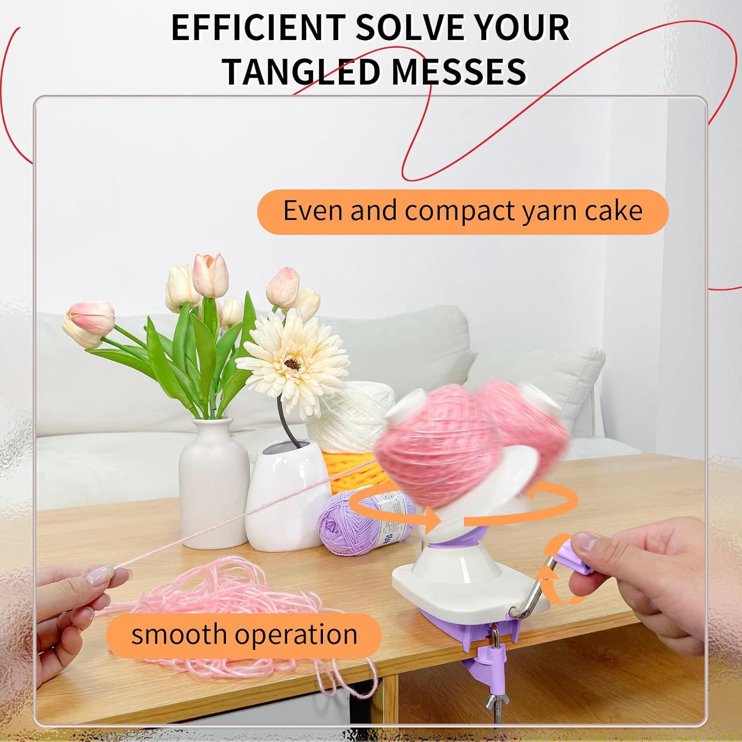 SPEENSUN Yarn Winder, 3.5 OZ Easy-to-Install and Efficiently Yarn Spinner with Lower Noise, Robust ABS Material Ball Winder for Crochet and Knitting Lover for Yarns Below Size 5