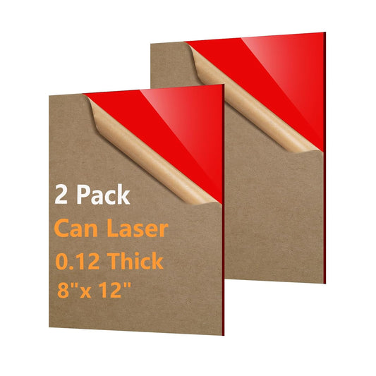 2 Pcs Red Acrylic Sheets for Laser Cutting Thick 3mm 8x12x1/8In Red Acrylic Sheet with Protective Paper for Handcrafts Signs