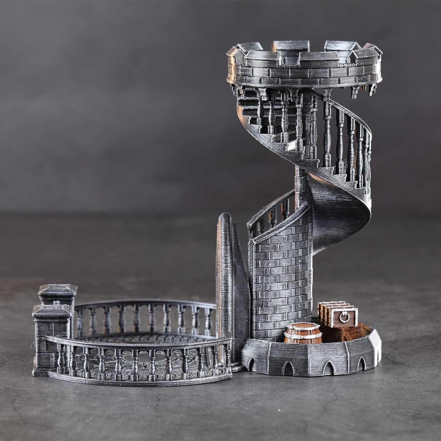 AUSPDICE DND Dice Tower - 36 Step Retro Color Tower for High Randomness in Table Games Like Dungeons and Dragons - Perfect Role Playing Game Gift (Ancient Silver Color)