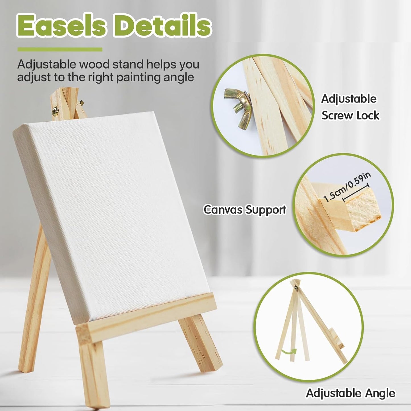 CONDA 12 Pack 9 Inch Wood Easels, Easel Stand for Painting Canvases, Art, and Crafts,Tripod,Painting Party Easel,Kids Student Tabletop Easels for Painting,Portable A-Frame Tripod Tabletop Easel Set