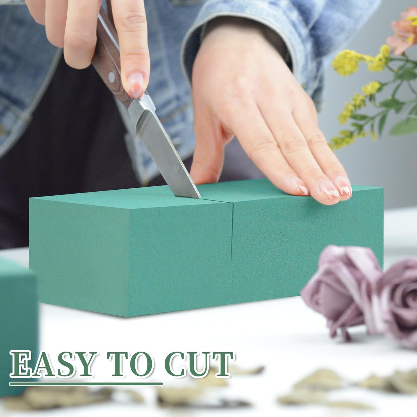 SupKing Floral Foams Blocks 4Pcs (7" L x 3.5" W x 2.1''H) Green Wet Dry Flower Foam Bricks Large Florist Plant Foam for Artificial and Fresh Flower Arrangement