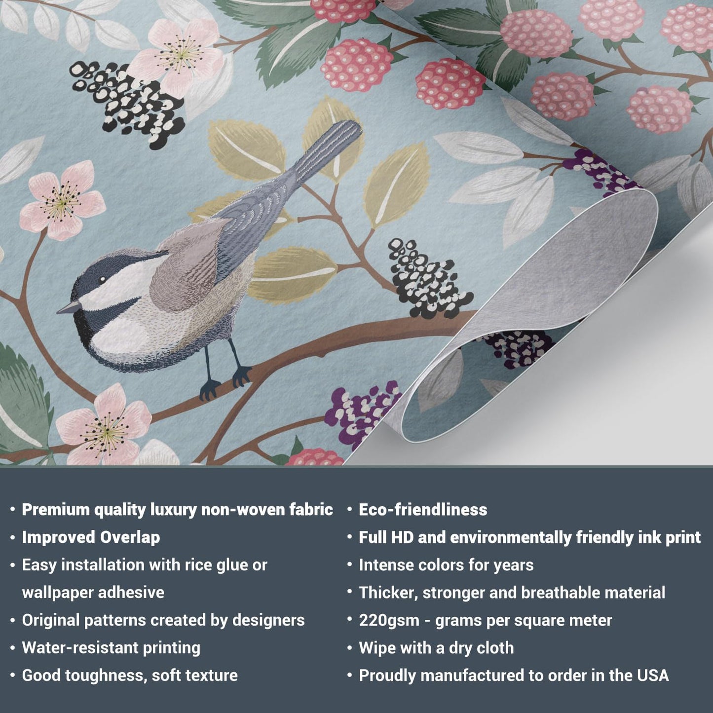 wall26 Wall Sticker/Wall Mural Dark Rose Flower Blossoms Nature Wilderness, Not Peel and Stick, Non-Woven Wallpaper Decorative for Bedroom, Living Room, Office - 132x192 inches