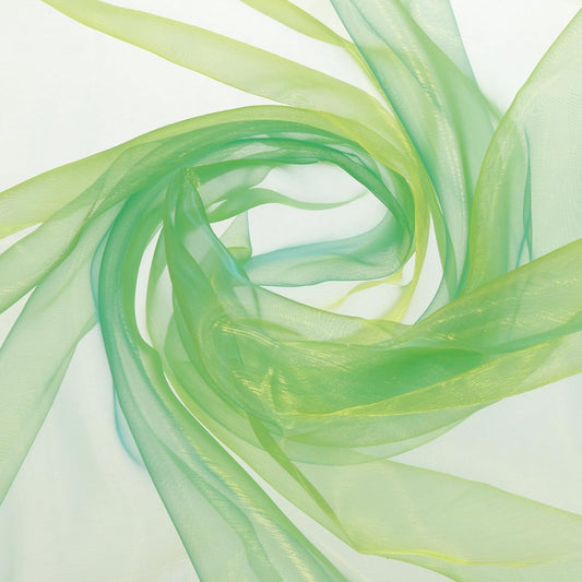 MECCANIXITY Iridescent Sheer Organza Fabric, 2 Yards x 59 Inches Solid Holographic Shiny Fabric Organza Cloth for Wedding, Curtains, Costume, Photo Background, Gradient Dark Green Blue