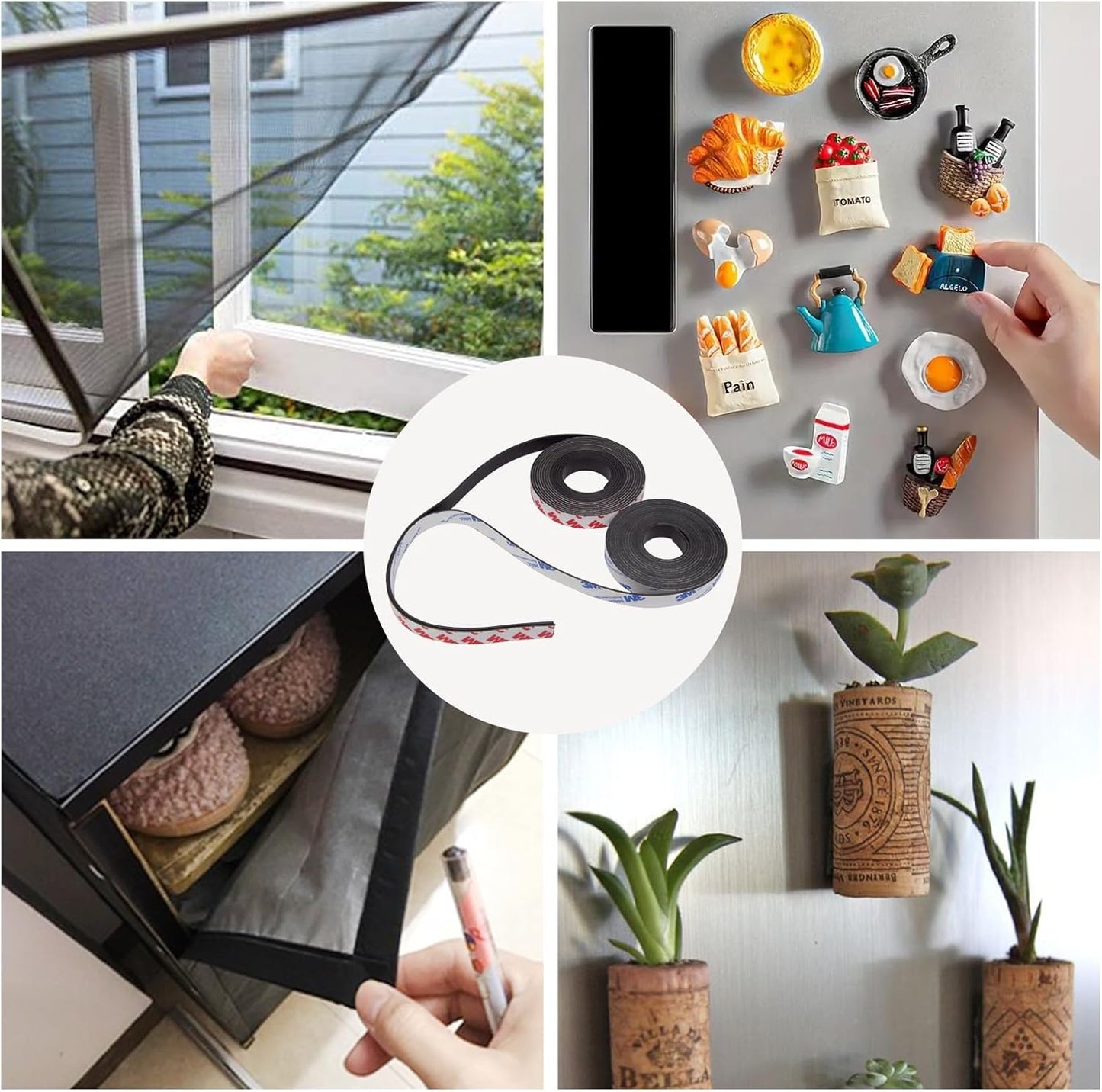 2 Rolls Magnetic Tapes, Flexible Magnet Strips with 3M Adhesive Backing, 10 Feet x 0.5"W Each Roll for DIY, Crafting, and Organizational Projects.