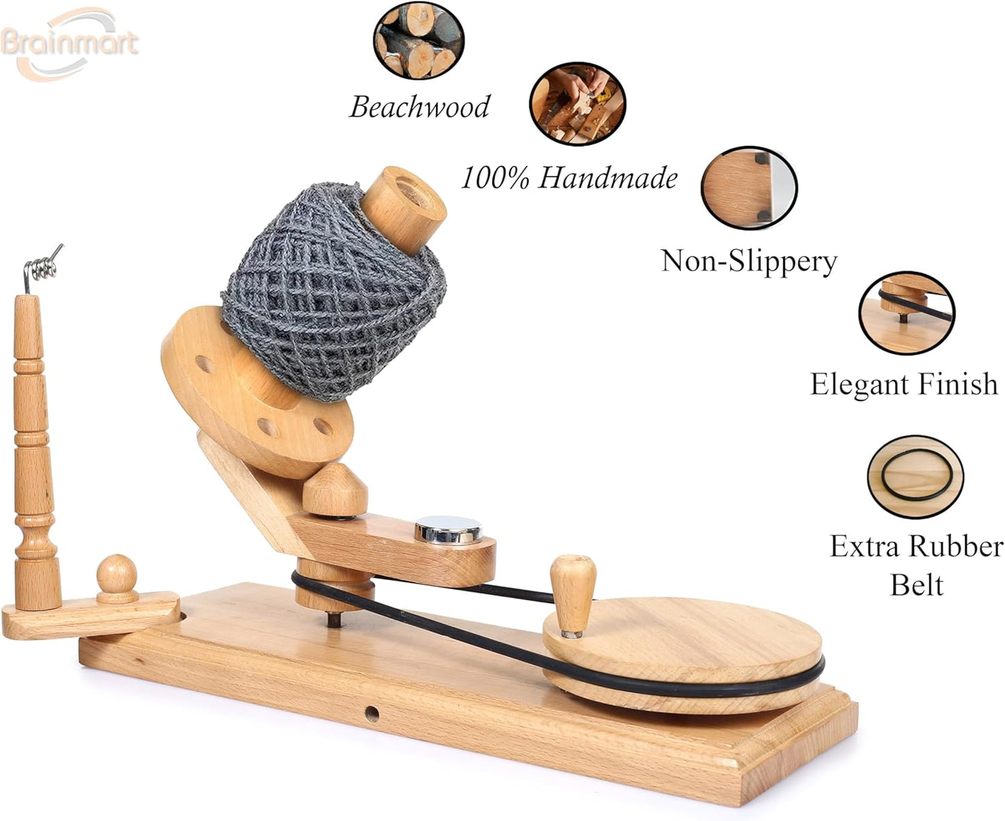 Large Handcrafted Wooden Yarn Winder & Swift – Breachwood Ball Winder for Crocheting, Knitting, Weaving – Heavy-Duty Yarn Winder for 8-12 oz Skeins