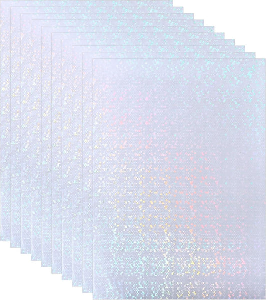 PATIKIL 11.7x8.3" Holographic Sticker Paper, 10Sheets A4 Polypropylene Self-adhesive Transparent Waterproof Laminate Overlay Film for Photo Cards Scrapbook Decorations, Circle