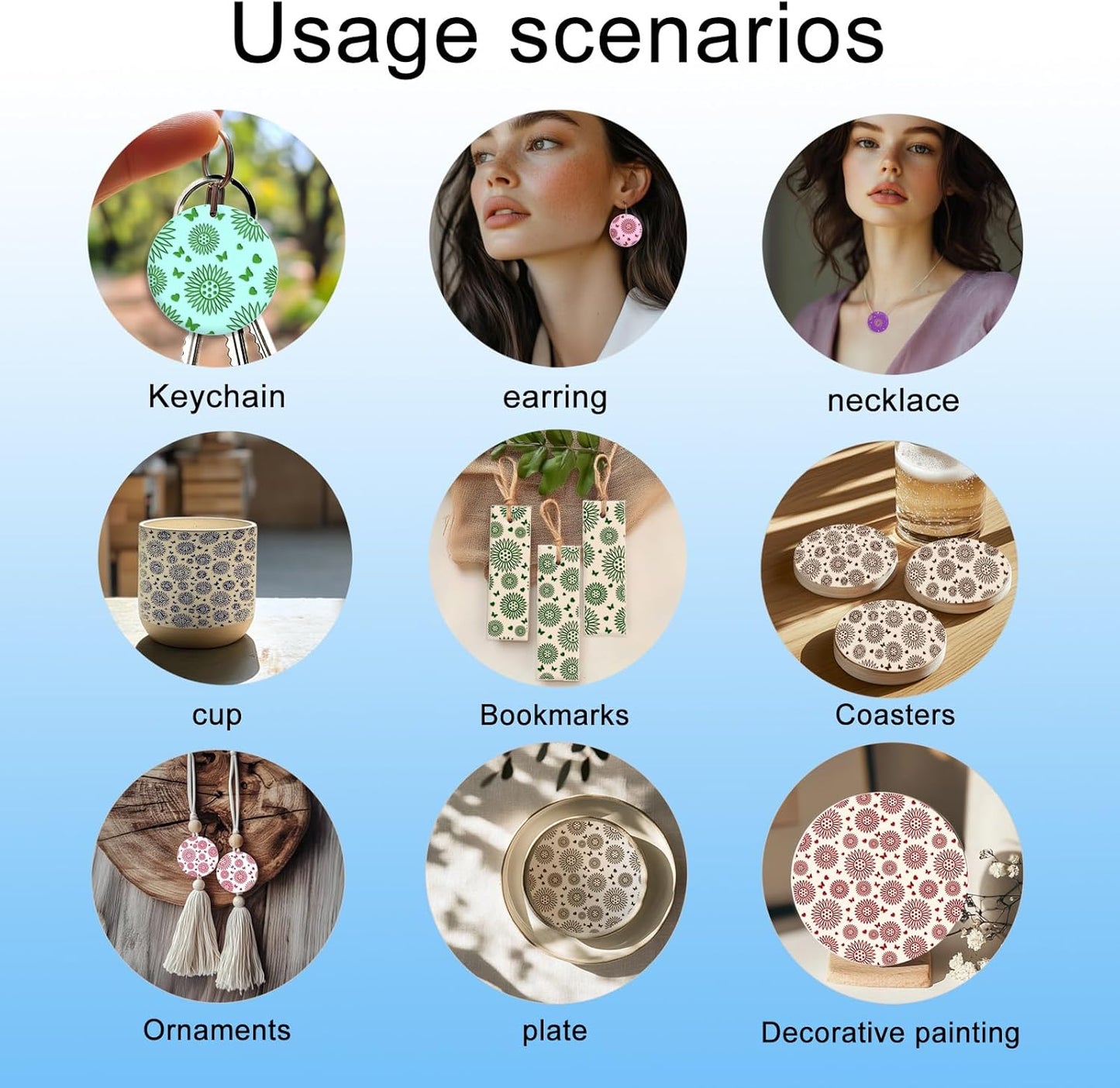 CHGCRAFT Sunflowers Polymer Clay Texture Sheets Butterfly Silicone Texture Stamp Love Heart Clay Texture Mat Modeling Pattern Pad Texture Sheets for Jewelry and Clay Earrings Tools, 5.5x5.5 inch